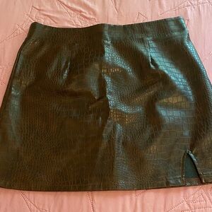 Blue Rain Brown Croc-Embossed Pencil Skirt